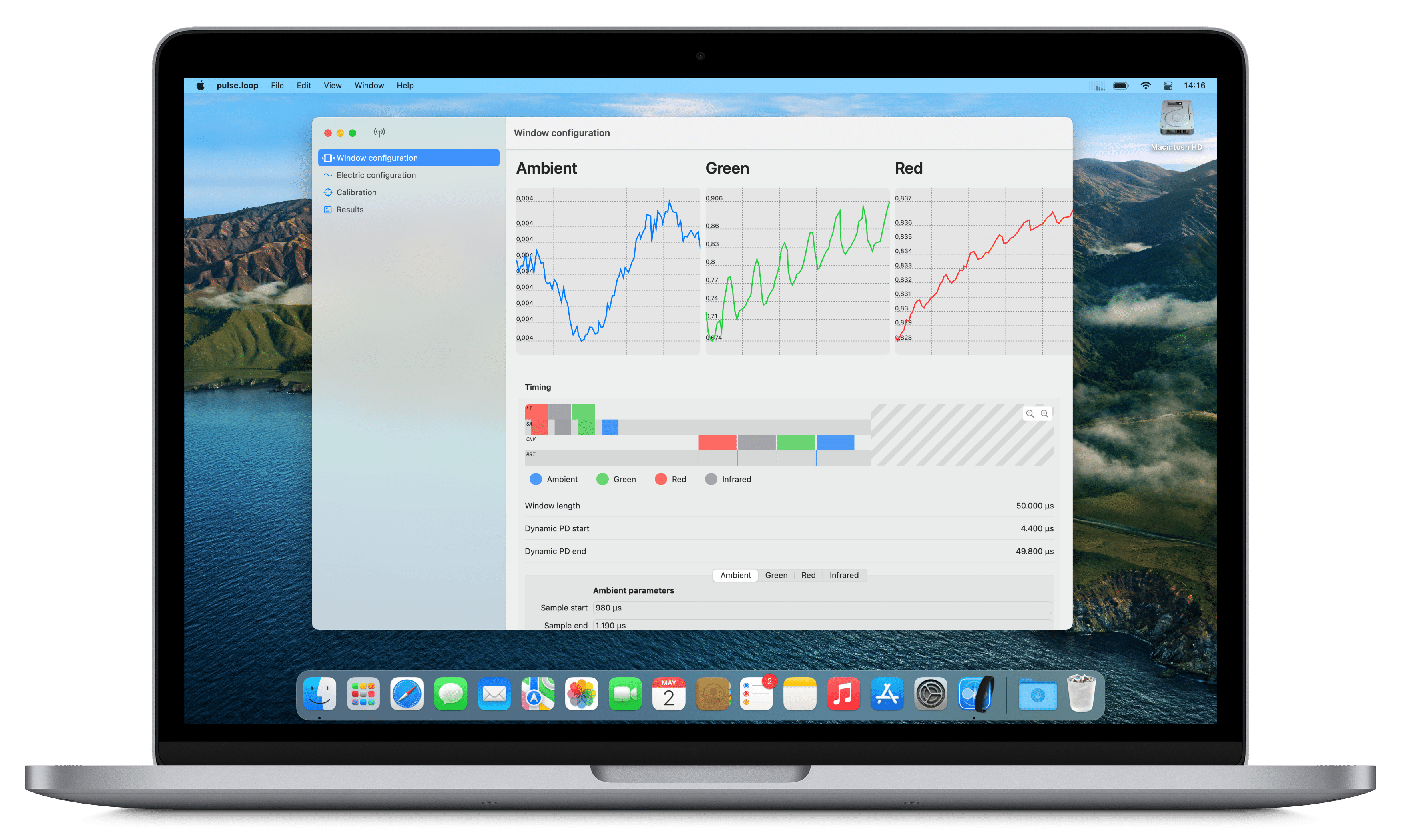 A computer with the pulse.loop app running.